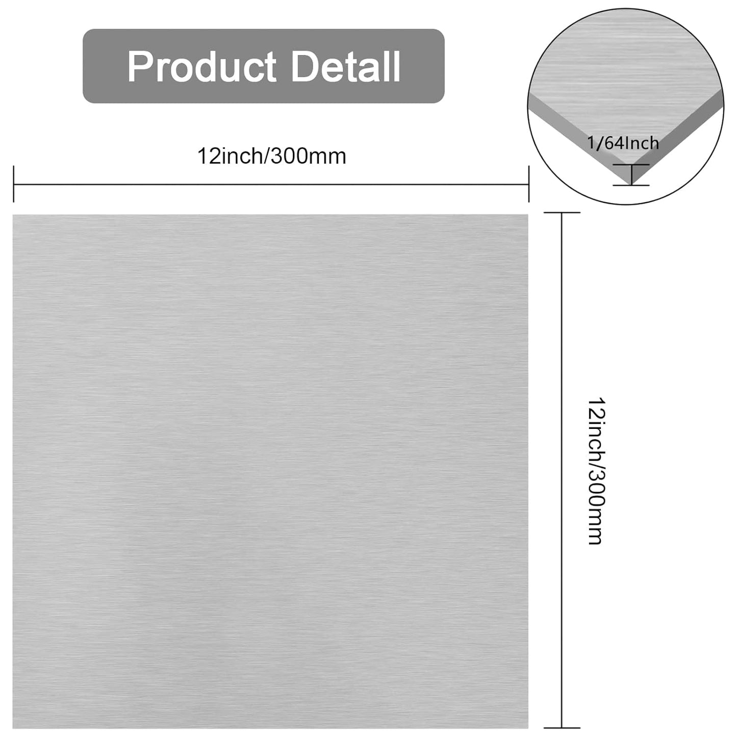 5052 H32 Aluminum Sheet Metal 12 x 12 x 1/64 (0.02”) Inch Flat Plain Thin Aluminum Plate Covered with Protective Film, Rectangle Aluminum Metal Plate for Crafting, Industrial, 0.5mm