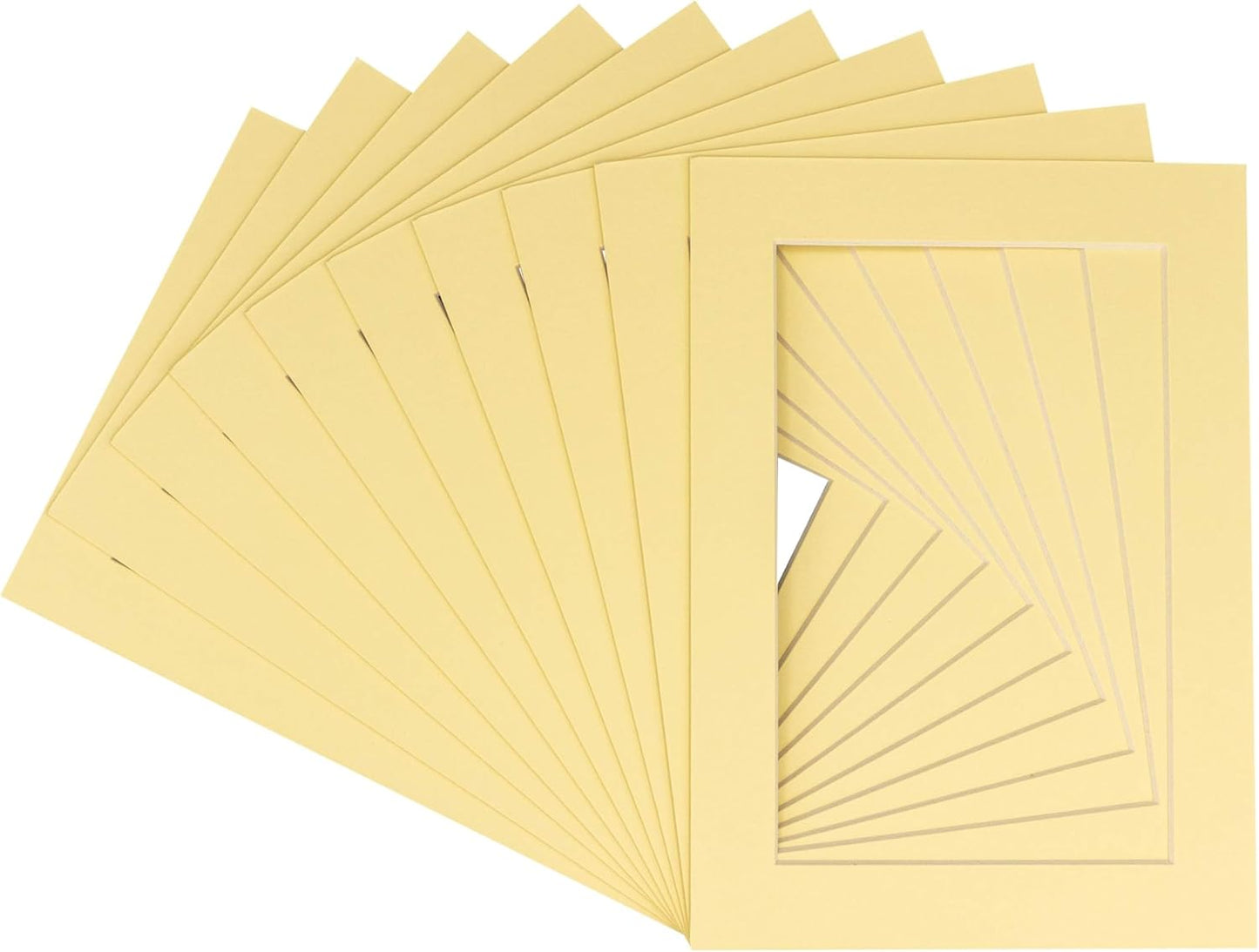 11x14 Mat for 8.5x11 Photo - Precut Soft Yellow Picture Matboard for Frames 11 x 14 Inches - Bevel Cut to Display Art 8.5 x 11 Inches - Acid Free Pack of 25 MATS with Backing Boards & Clear Bags