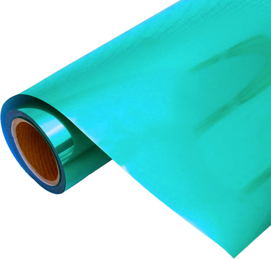 Threadart Metallic Aqua Heat Transfer Vinyl Film | Custom Cut Roll 20" Wide by The Yard | Compatible with Venture Explore and Maker, Silhouette Cameo, & Large Format Cutters