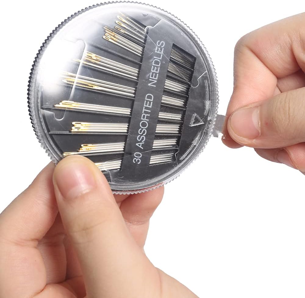 Eketirry Premium Hand Sewing Needles，4 Pack 30-Count Assorted Needles for Sewing Repair, 6 Different Sizes Sewing Needles with 2 Threaders (Black,4)