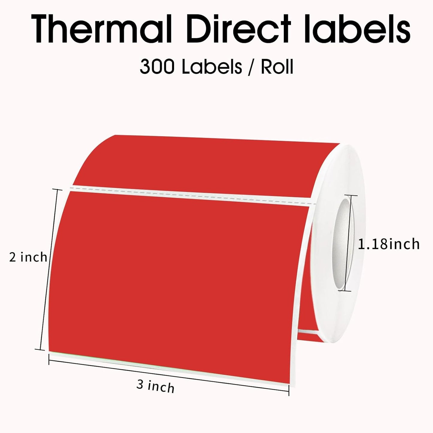 STARLIBOO 3x2 inch Color Direct Thermal Label Stickers for Shipping, Barcode, Address, Compatible with Rollo Label Printer & Zebra Desktop Printers (Red)