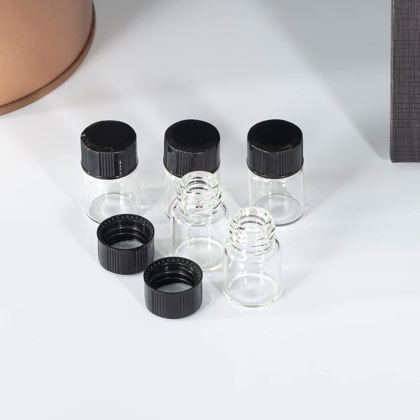 2ml Clear Small Glass Vials 100pcs with Screw Caps(100pcs)