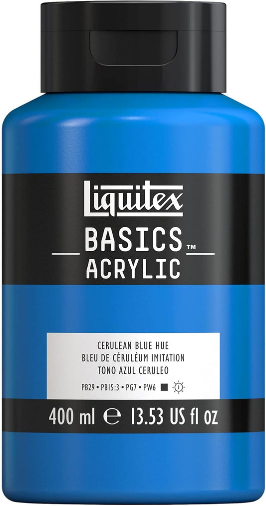 Liquitex BASICS Acrylic Paint, 400ml (13.5-oz) Bottle, Cerulean Blue Hue