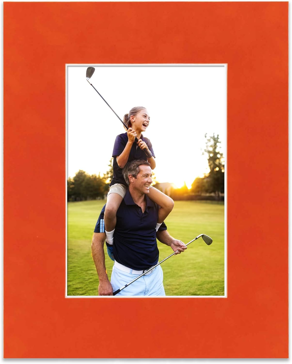 8x10 Mat Bevel Cut for 5x8 Photos - Acid Free Orange Suede Precut Matboard - For Pictures, Photos, Framing - 4-ply Thickness