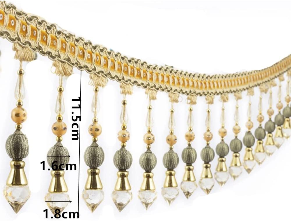 3yards Beading Fringe Trimming Long Beads Tassel Curtain Trim Ribbon Trim for Cover Edge Decorative (Orange)