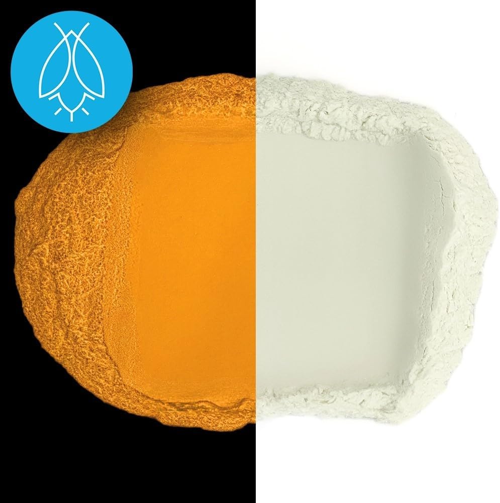 Glow in The Dark Pigment Powder - Neutral and Fluorescent Color for Art Painting, Fine Art, Nail Art Paint, and DIY Crafts - Long Lasting 10+ Color Options - Neutral Orange - (8 Ounce)