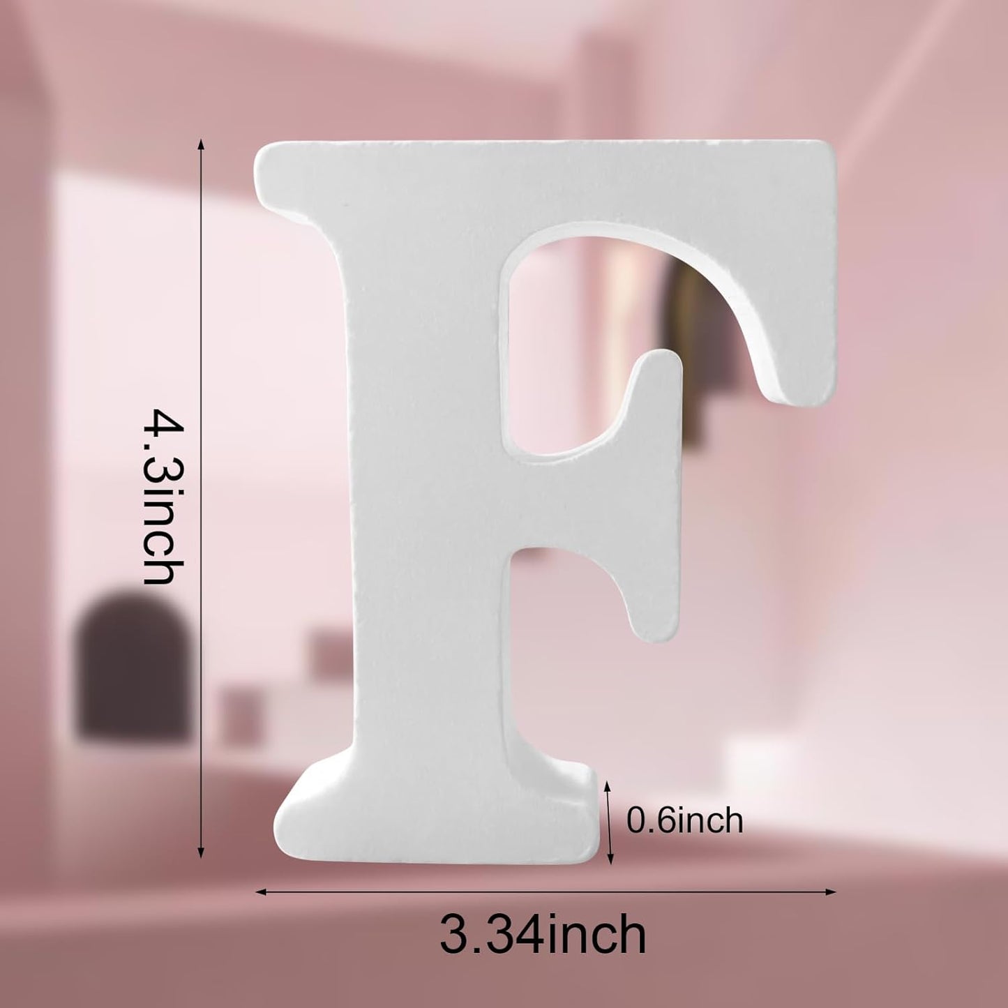 Wood Letters 4.3 Inch, White Unfinished Wood Letters for Graft, Wooden Letters for Wall Decor, Standing Letters for Bedroom, Home, Birthday, Party, DIY Graft (F)