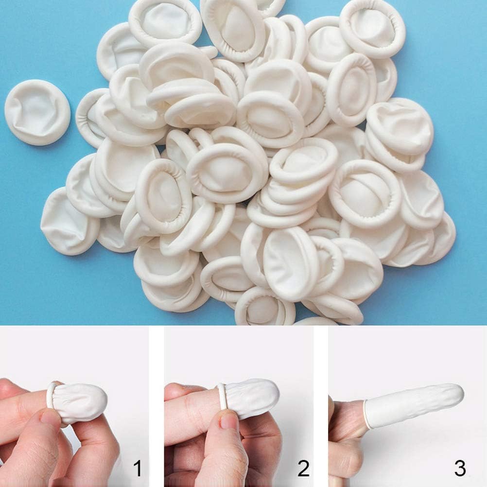 Finger Cot, Medium Finger Protectors Latex Anti-Static Finger Covers, Finger Tip Protect Keeping Dressing Dry and Clean Disposable Finger Gloves White(approxi 135pcs)
