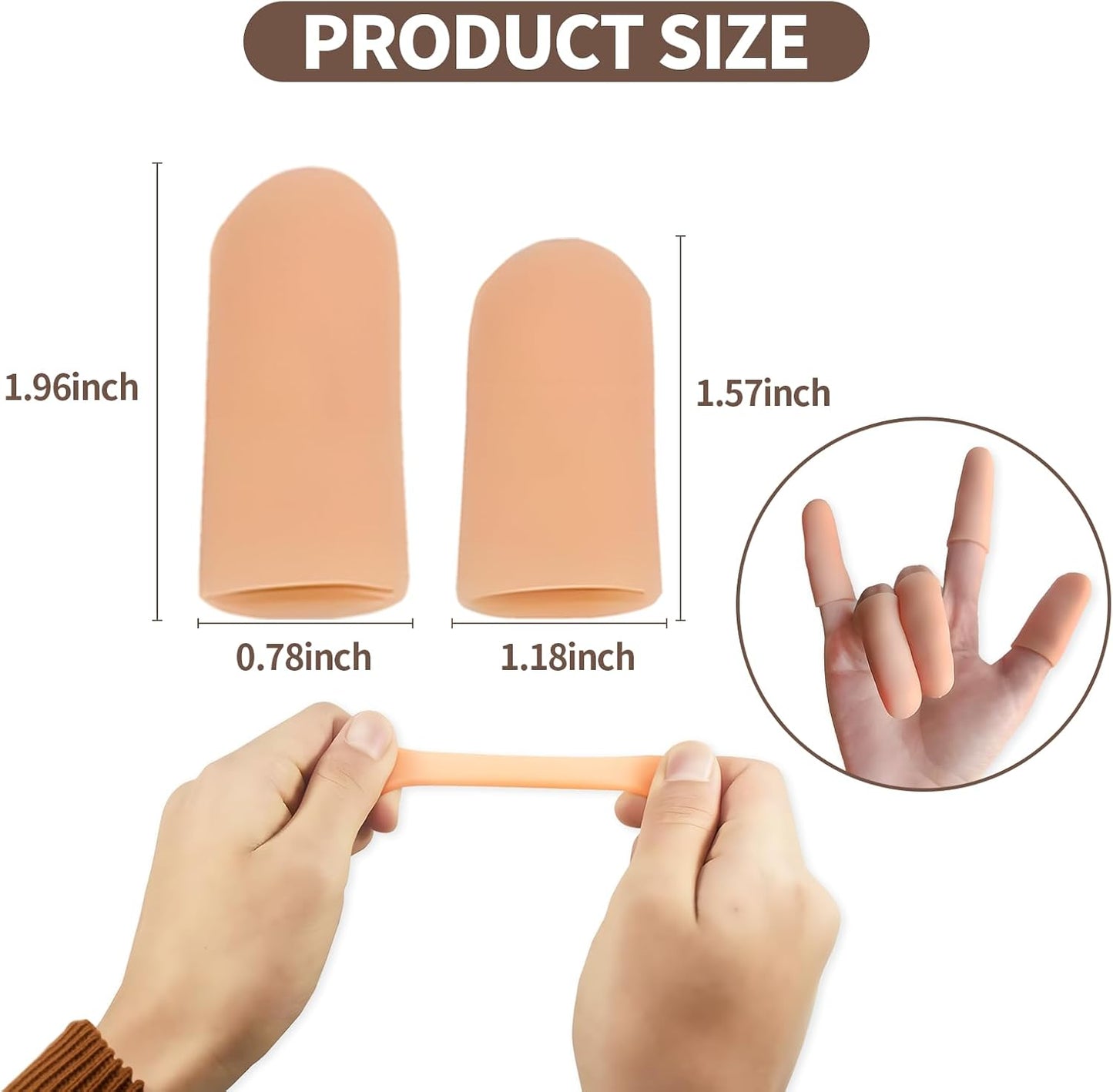 20PCS Silicone Finger Sleeve Thumb Guard, Finger Condom for Wounds Hand Eczema, Finger Arthritis, Thumb Bandage Injury Prevention Gloves Thumb Glove Protector 2 Sizes Gel Finger Support Cots(Nude)