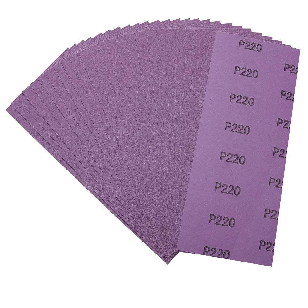 Sandpaper 220 Grit,Wet Dry Sanding Sheets,High Performance Ceramic Abrasive Sand Paper for Wood Furniture Finishing,Metal Grinding,Automotive Polishing,9 x 3.6 Inch,25-Pack