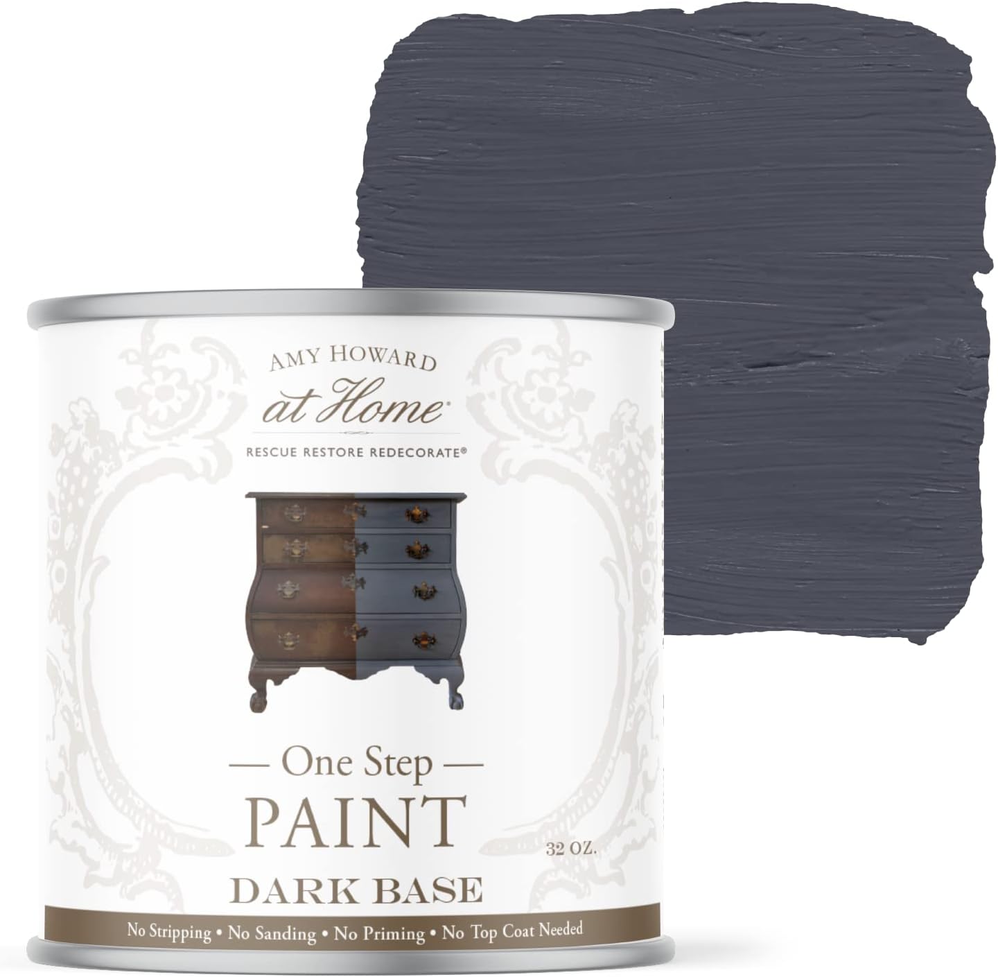 AMY HOWARD AT HOME Chalk-Based One Step Paint for Furniture, Cabinetry, Decor, Finish, and More | No Stripping, Sanding, or Priming | Dark Base | 16 Ounce | Good Man is Hard to Find