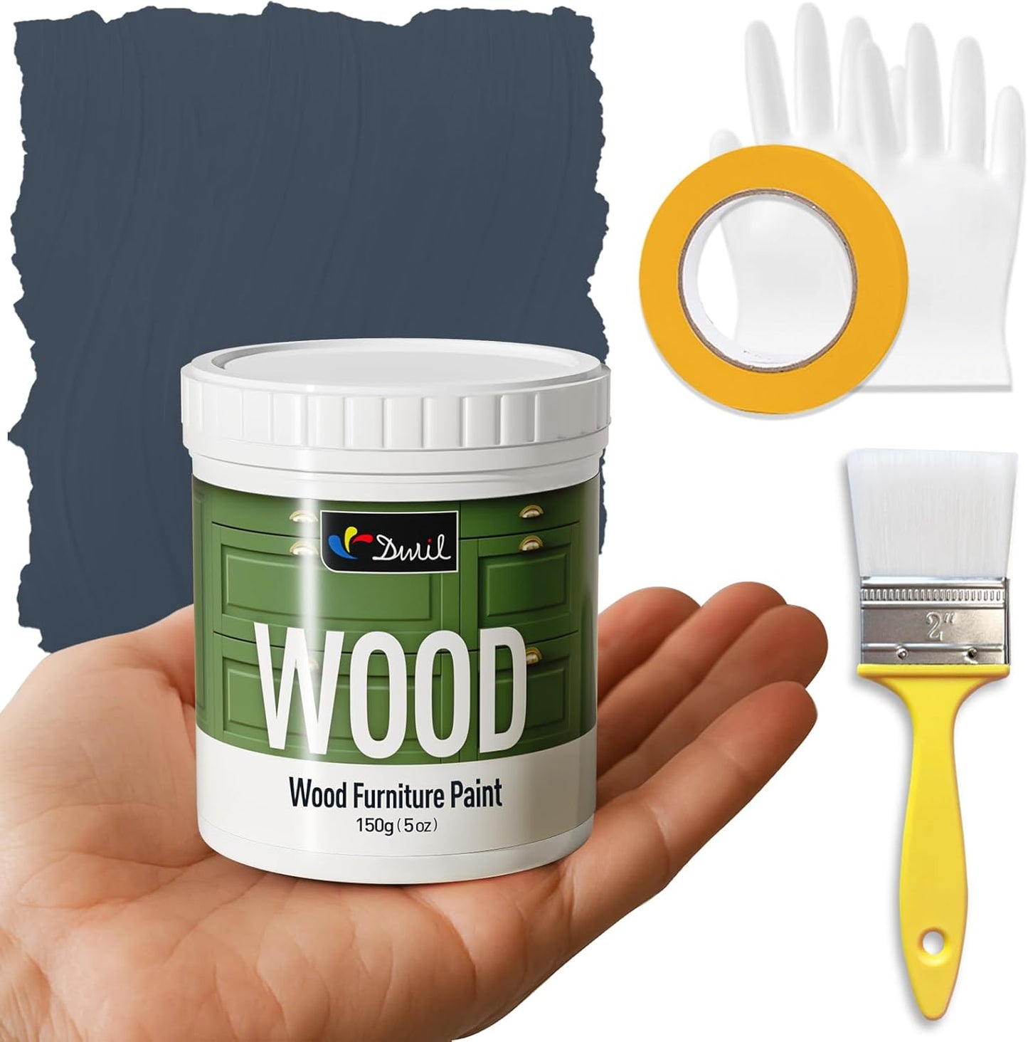 DWIL Matte Finish Furniture Paint - 5 Oz Wood Paint for Cabinets, Doors, Tables, and Dressers Refinishing - Water-Based, Non-Toxic & Odorless, Easy to Apply(Bronze blue)-Trial Pack