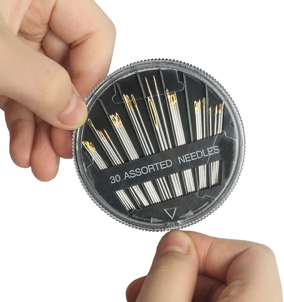 Eketirry Premium Hand Sewing Needles，30-Count Assorted Needles for Sewing Repair, 6 Different Sizes Sewing Needles with 2 Threaders (Black,1)