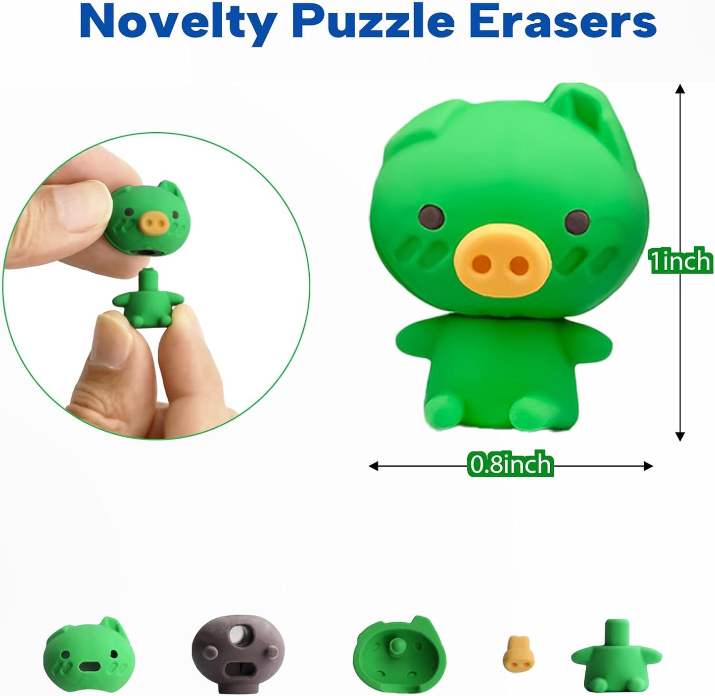 Animal Erasers for Kids, 35 Pcs Kids Pencil Erasers Bulk Puzzle Erasers for School Classroom Prizes