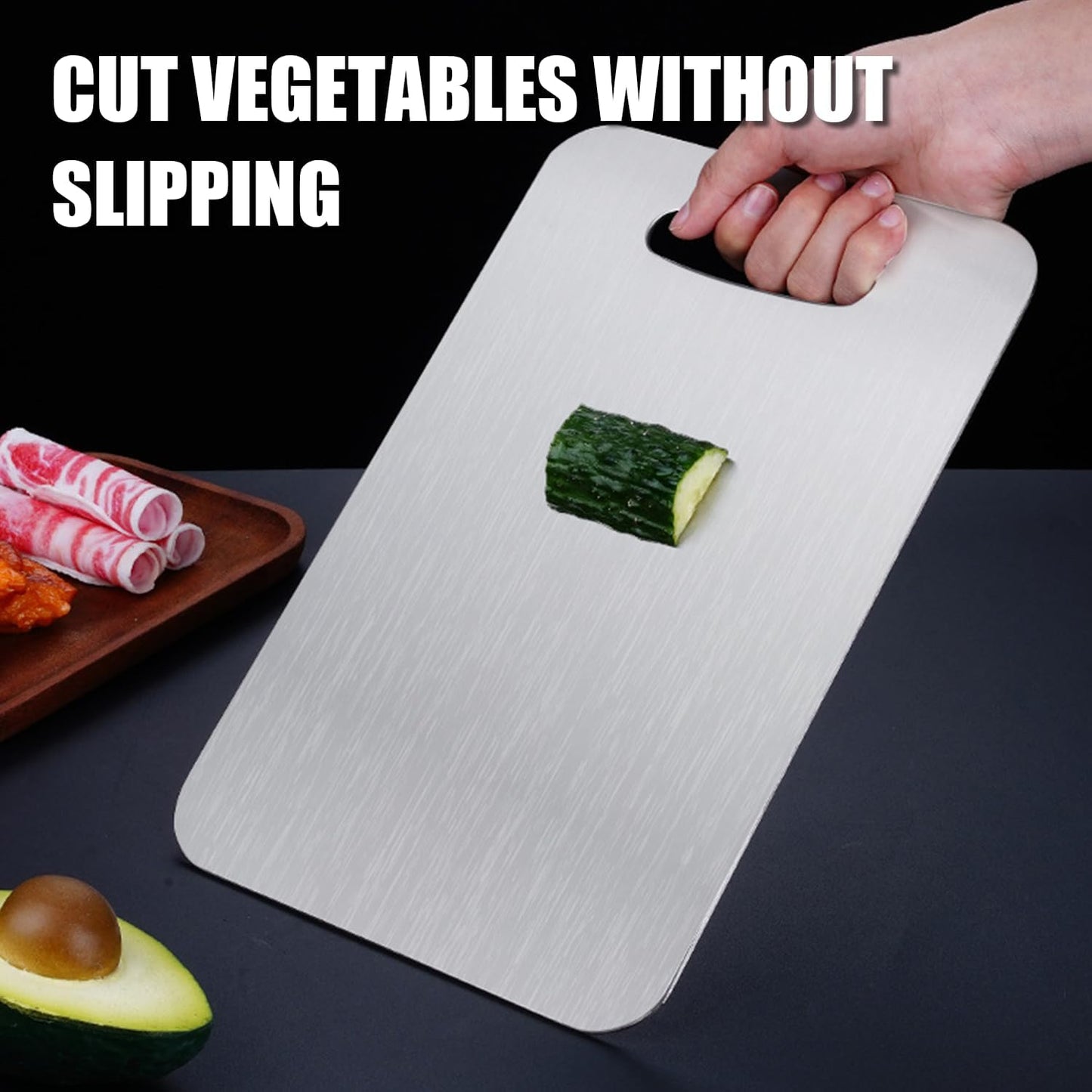 Cutting Board Double Sided,2 Pcs Vegetable Board With Sharpening Stone,Large Size+Small Size,Food Grade Stainless steel and Wheat straw PP Material,Eco-Friendly (16x10)
