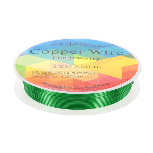 HARFINGTON 13ft Jewelry Wire, 22 Gauge (0.6mm) Brass Craft Soft Metal Tarnish Resistant Copper Beading Wire for Jewelry Making Supplies Crafting, Green