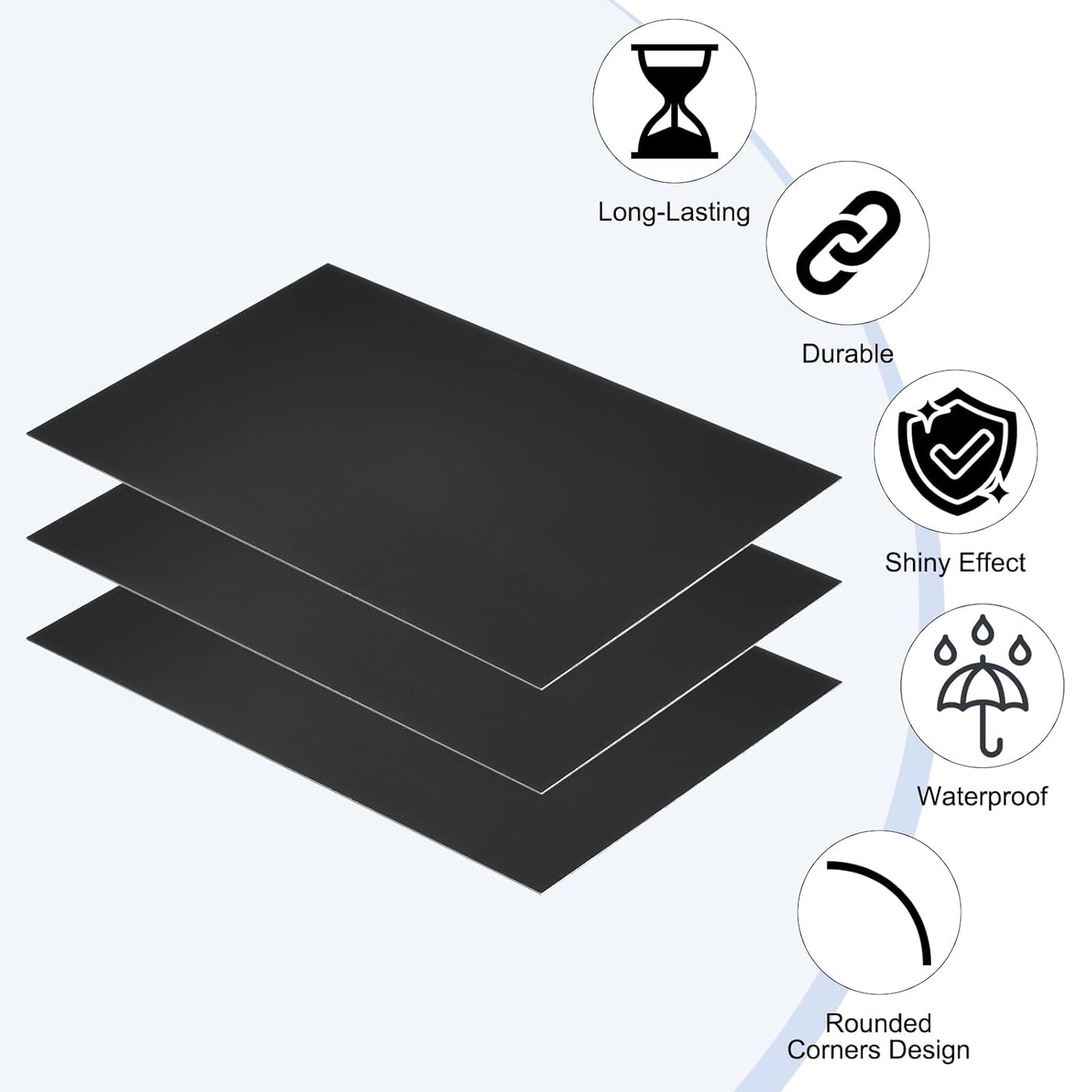 PATIKIL 8x12 Inch Anodized Aluminum Sheet Metal, 3Pcs Laser Plates Engraving Blanks 0.5MM Thin Rectangle for Crafting DIY House Laser Engraving, Black