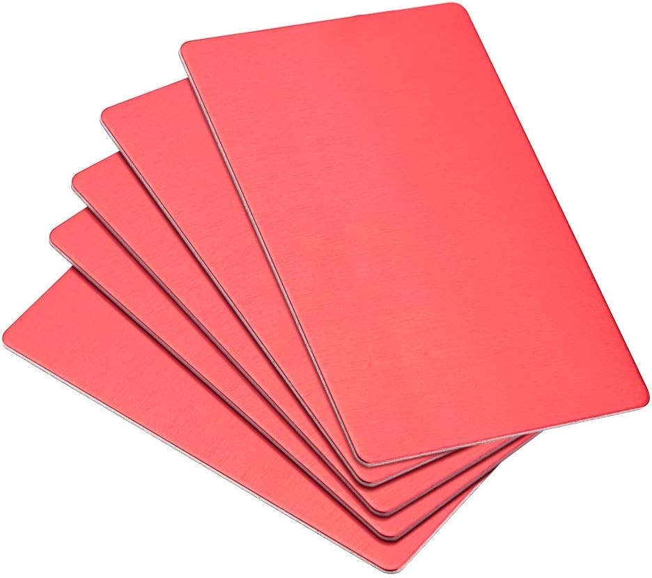 uxcell Blank Metal Card 100x60x1mm Anodized Aluminum Plate for DIY Laser Printing Engraving Red 5 Pcs