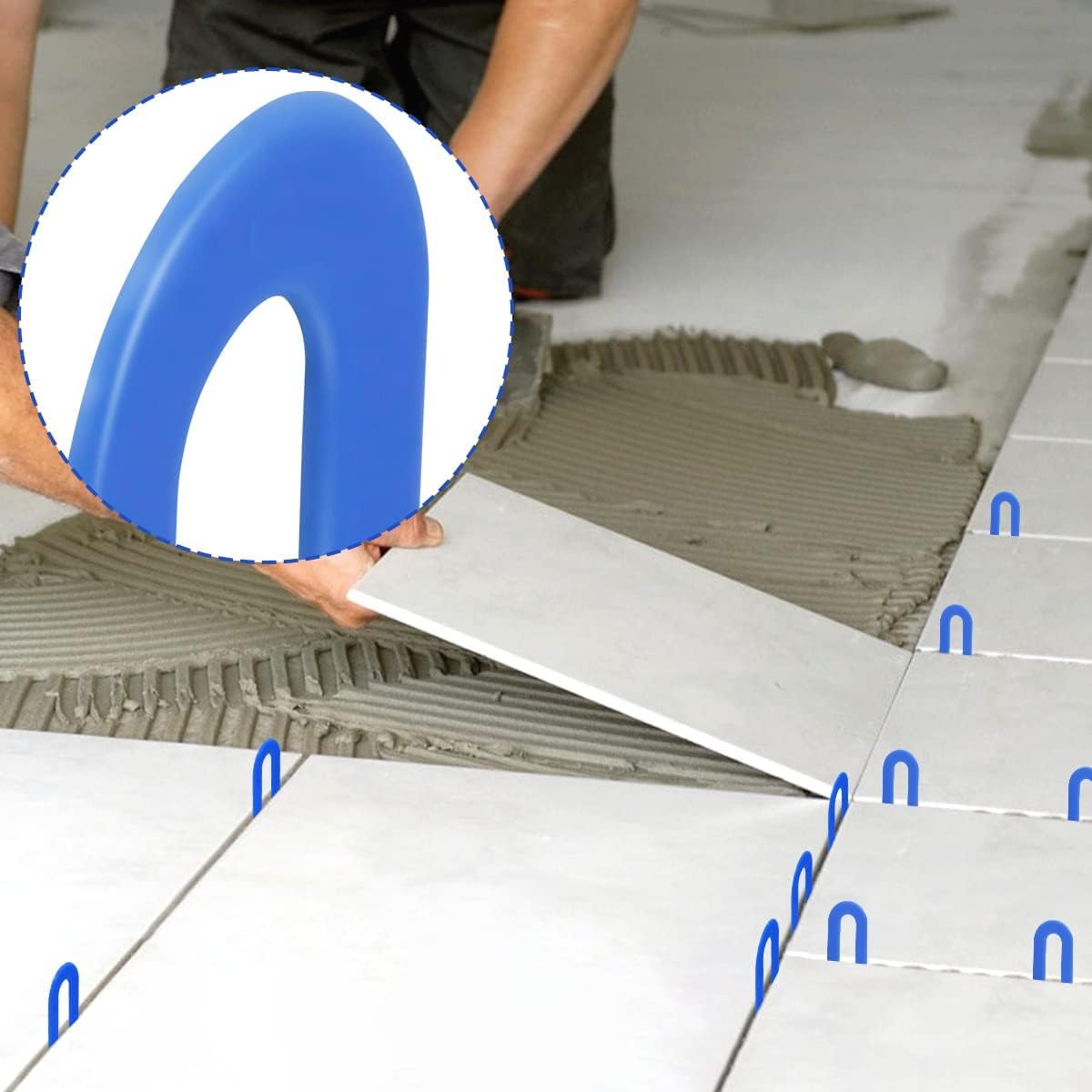 DGSL Tile Leveling System Tile Spacers 1/16 Inch, 500 pieces Horseshoe Shim U Shape Plastic Tile Leveling Clips for Various Types of Tile Leveling (Blue)