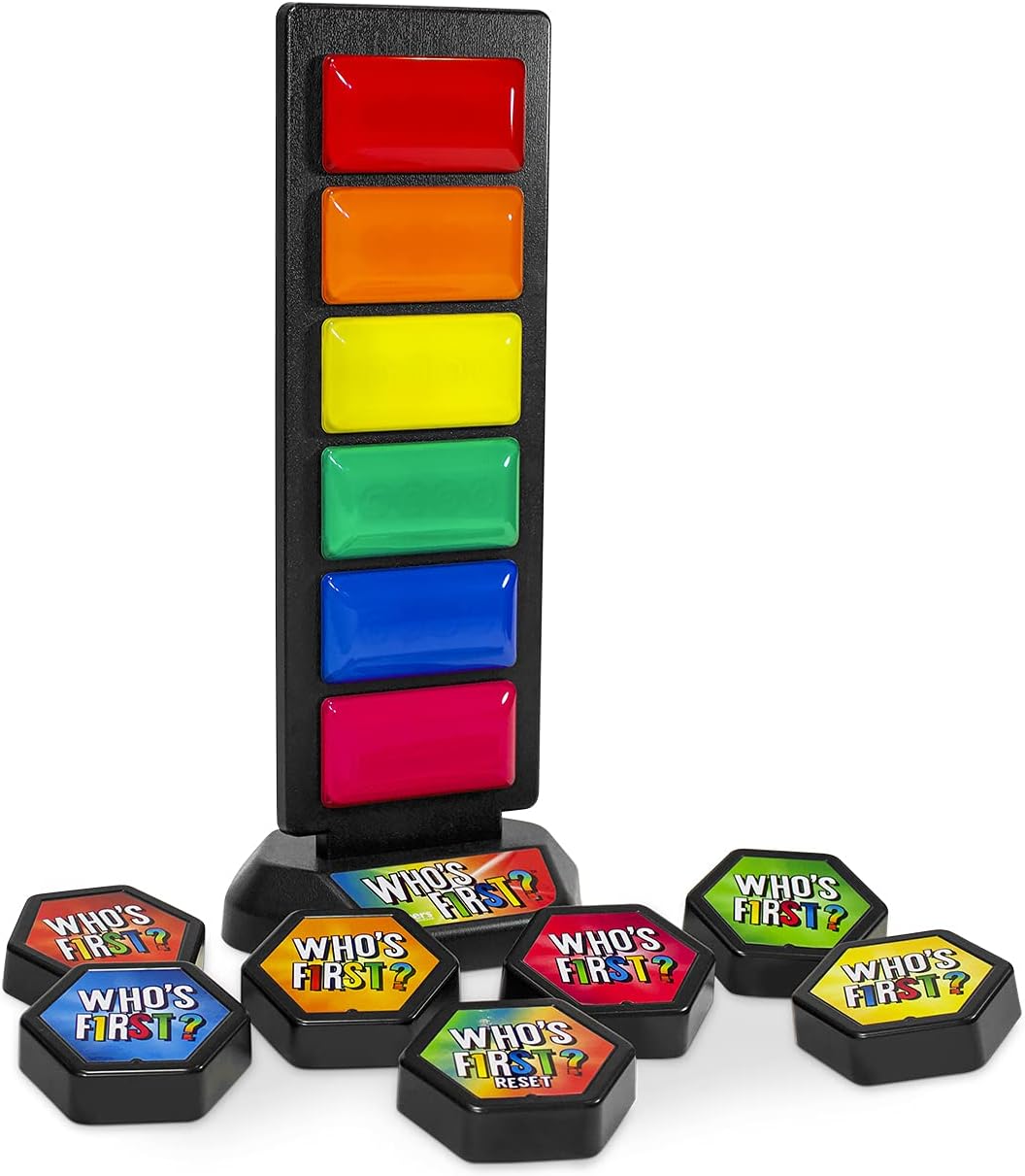 Trainers Warehouse Who's First? v3 Wireless Game 6 Buzzer System | Foster Gameshow Excitement in The Classroom - Includes Light Tower & USB Port & Randomizer | Make Trivia and quizzes Fun!