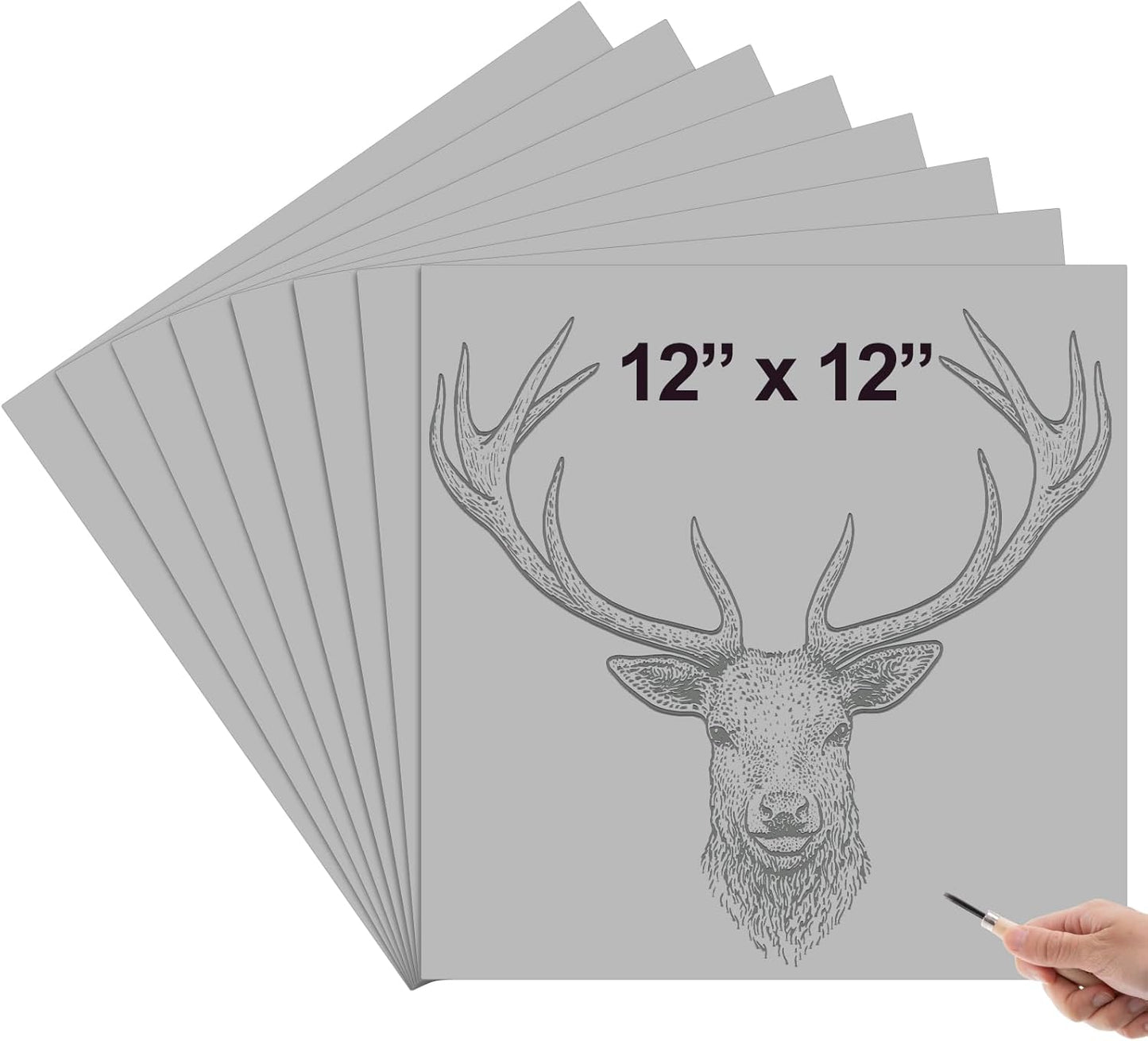Yeaqee 4 Pcs 12 x 12 Inch Linoleum Block Rubber Carving Block Soft Linocut Blocks Large Linoleum Sheet Unmounted Lino Plates for Engraving Art Project Printmaking Artist Studio Supplies (Gray)