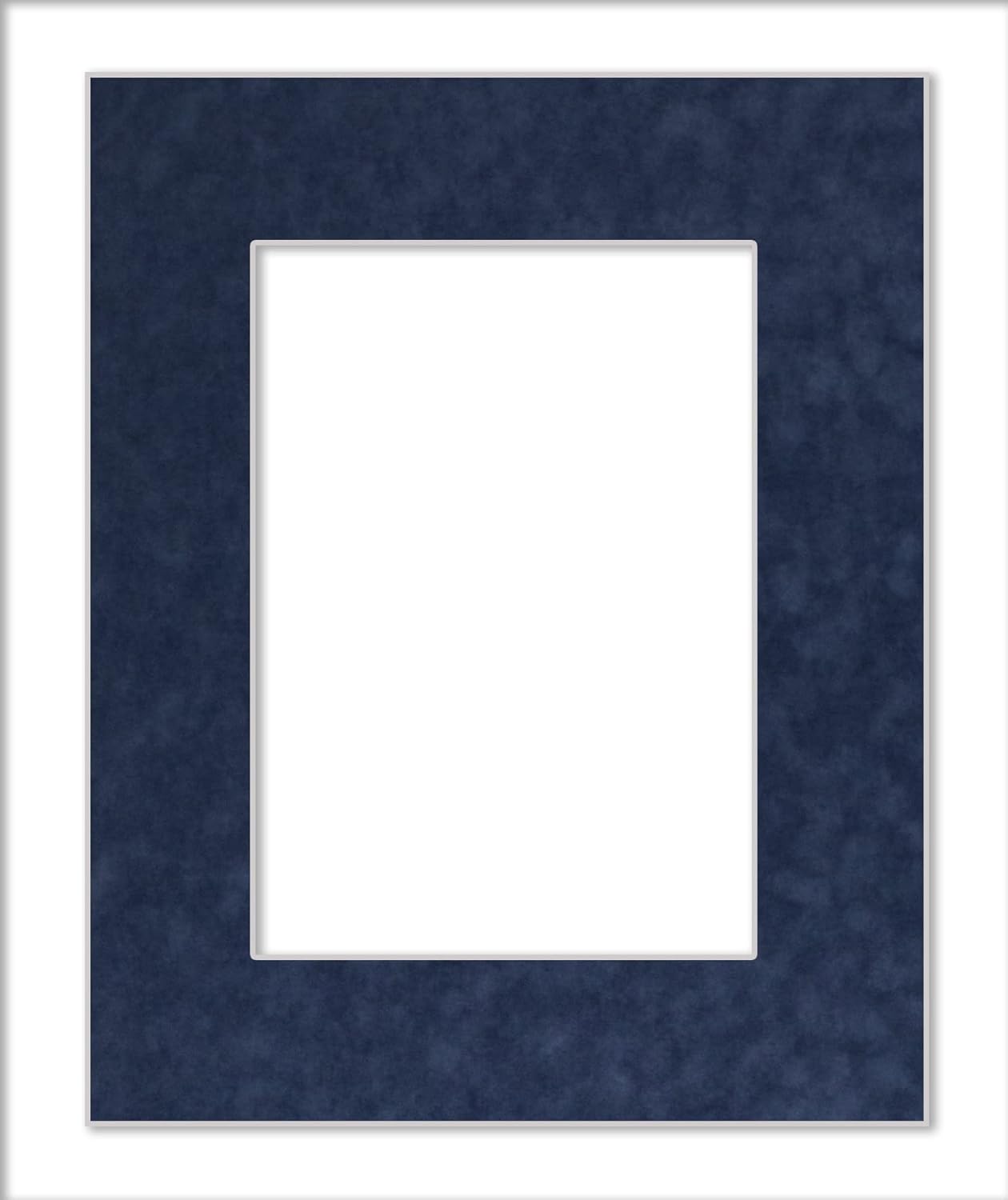 Pack of TEN 11x14 Mats Bevel Cut for 8.5x11 Photos - Acid Free Navy Suede Precut Matboards For Pictures, Photos, Framing - 4-ply Thickness