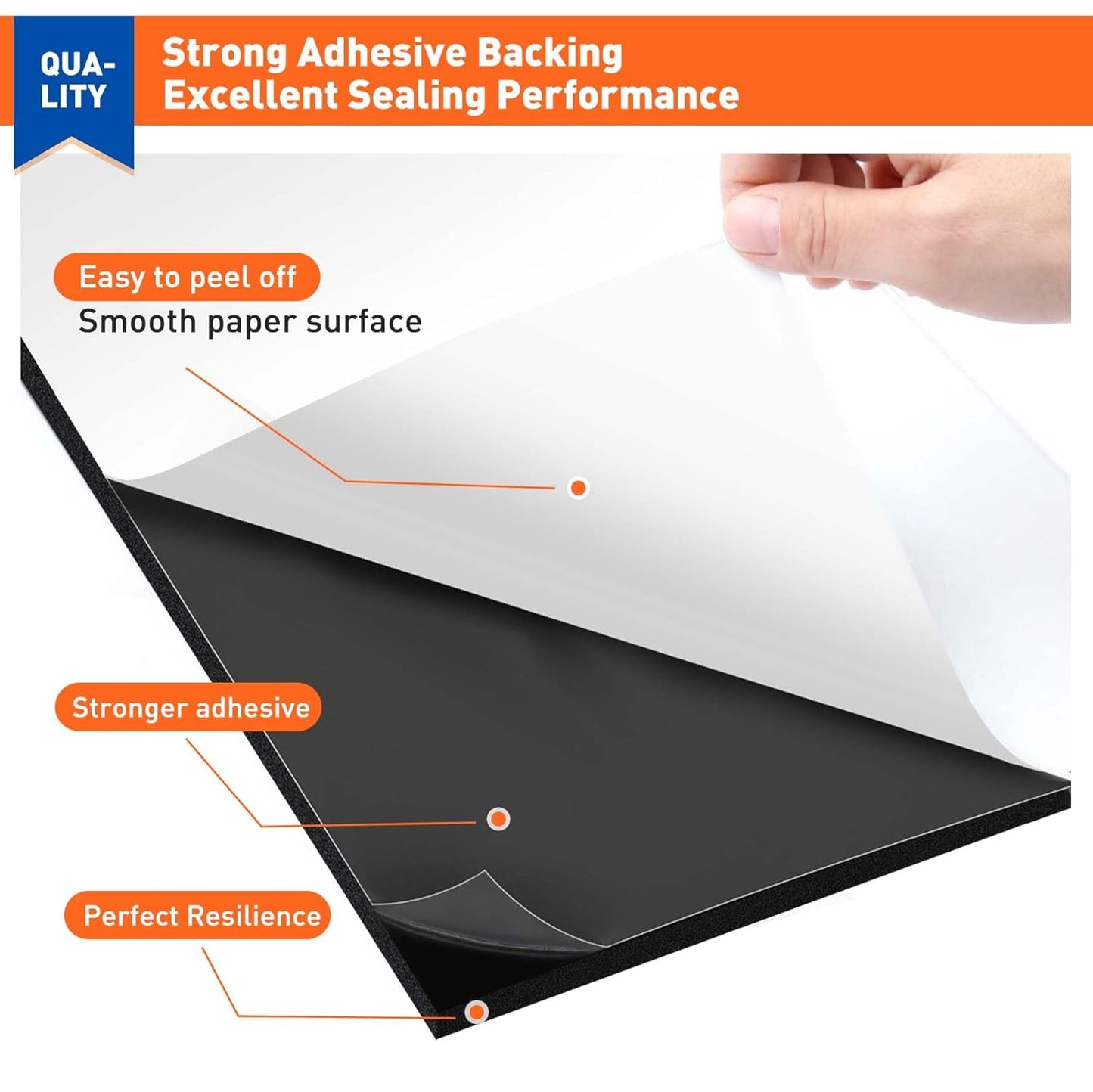 MAGZO 6Pcs Adhesive Foam Padding 1/4 in Thick X 4 in X 4 in,Closed Cell Foam Sheets Neoprene Rubber Self Stick Pads Anti Vibration Pads,Black (4in x 4in x 1/4in, 6Pcs)