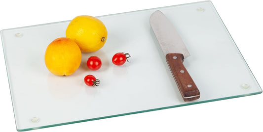Murrey Home Glass Cutting Board for Kitchen Counter, Tempered Glass Chopping Boards Dishwasher Safe, Small Clear Countertop Tray, Scratch Resistant, Heat Resistant, Non Toxic, Clear, 16"x12"