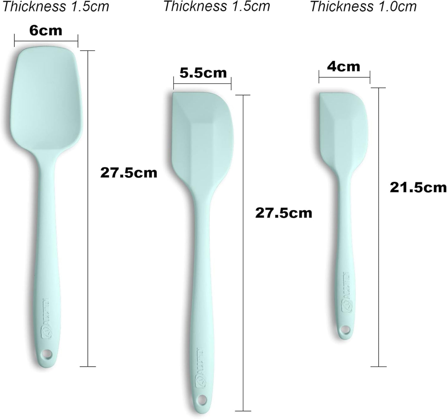 Silicone Spatula 3-piece Set, Ergonomic Handle High Heat-Resistant Spatulas, Non-stick Rubber Spatulas with Stainless Steel Core, Macaron Navy