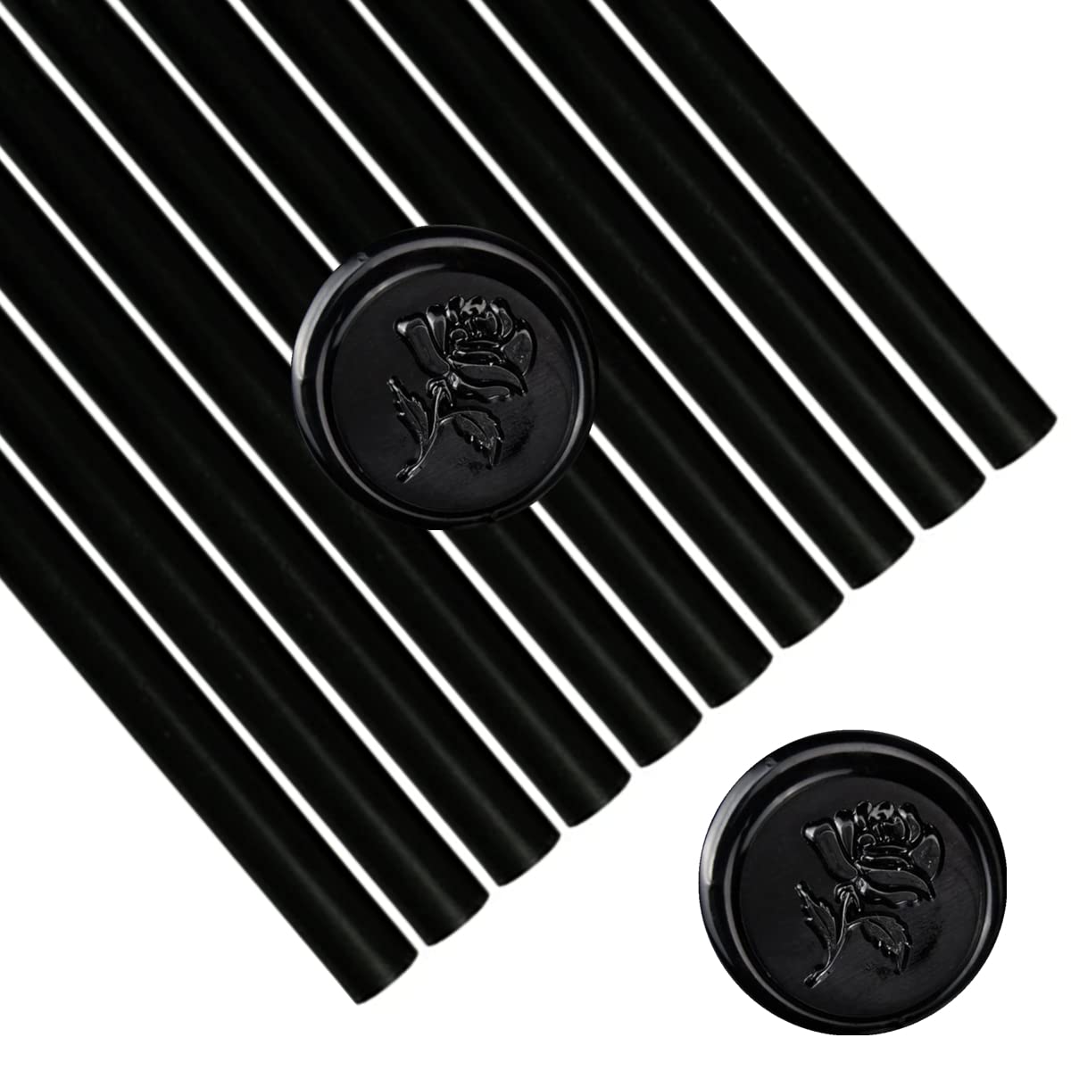 Black Wax Sealing Sticks, ONWINPOR 10pcs Glue Gun Waxs Seal Stick for Waxing Seals Stamp, Melting Waxsealsticks for 0.43'' Glue Gun Waxsealingsticks (Black)