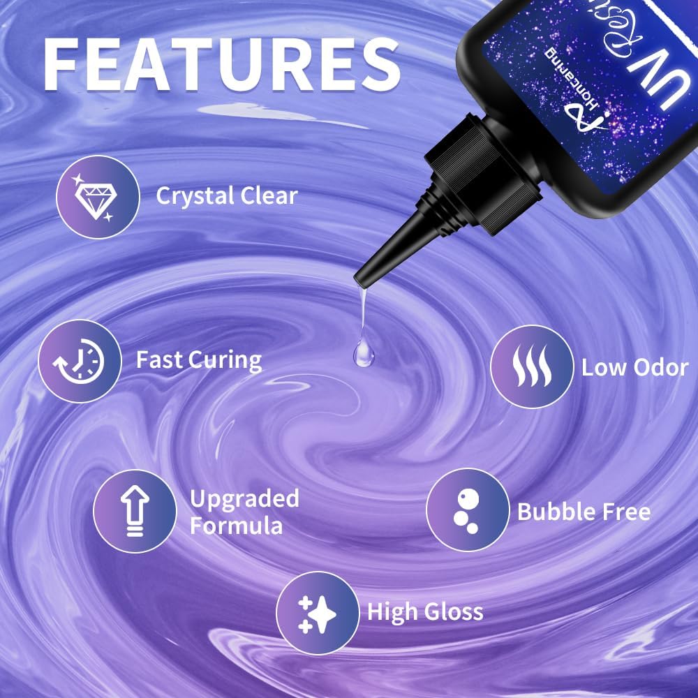 UV Resin 400g, Hard Type Clear Beginner-Friendly Kit, Upgraded Formula & Crystal Clear for Jewlery Making, 100g*4 Resin UV Kit with for Earring, Pendant, DIY