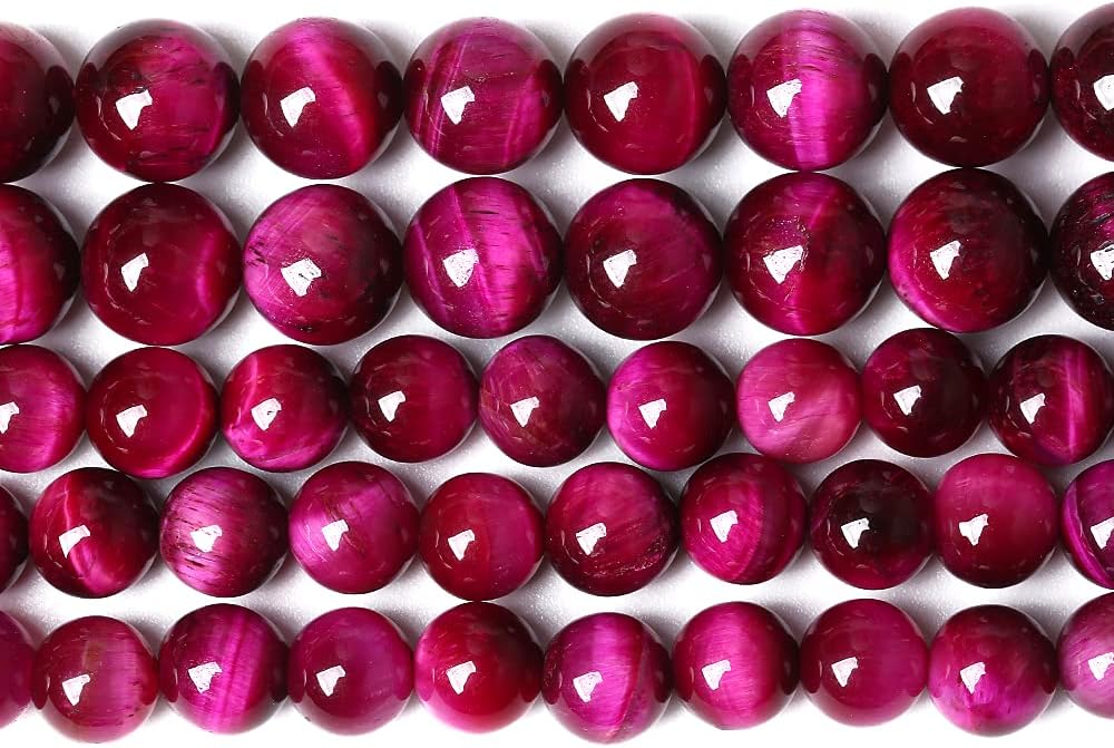 10mm 38pcs Natural Rose Red Tiger Eye Agate Stone Round Loose Beads for Jewelry Making Semi-Precious Beads DIY Bracelet Necklace (Rose Red Tiger Eye Stone, 10mm)