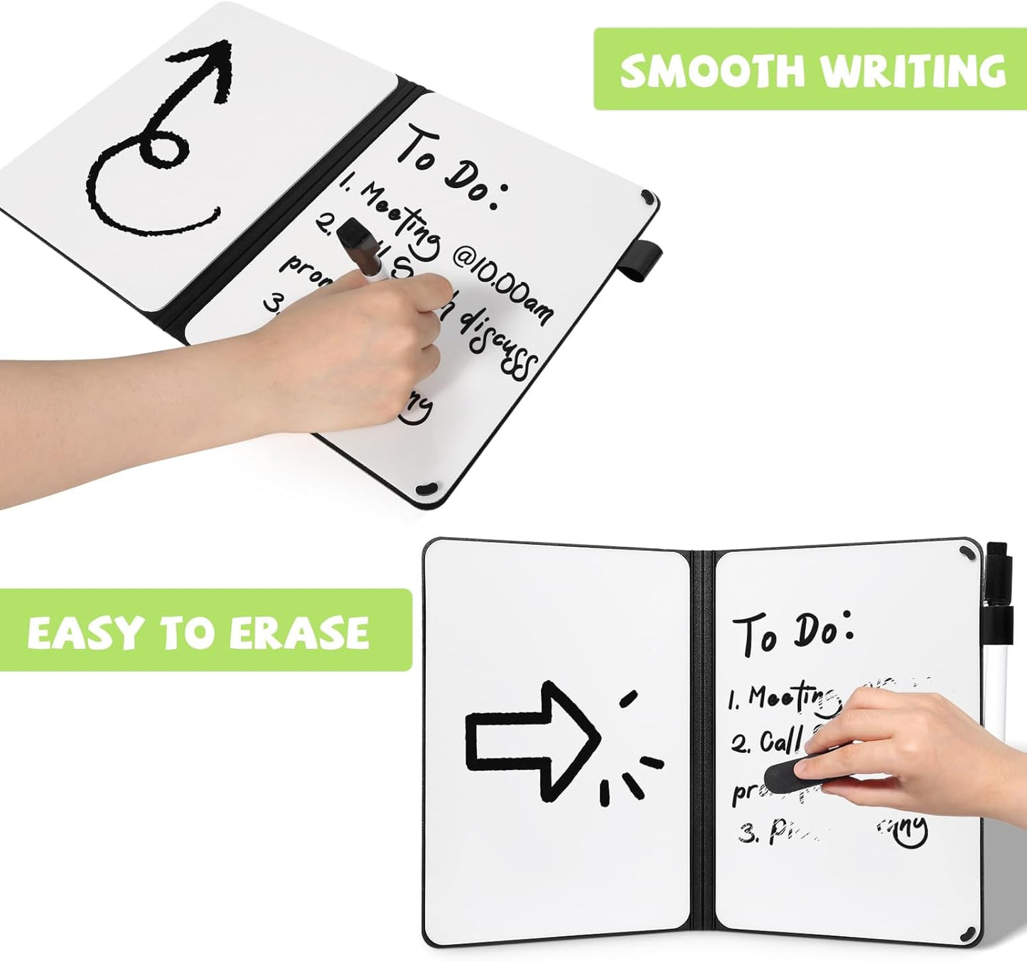 AGM Portable White Board Dry Erase, Double Sided Folding Whiteboards with Pen, Small Dry Erase Board for Study, Meeting, Doodling, Planning, Grass Green