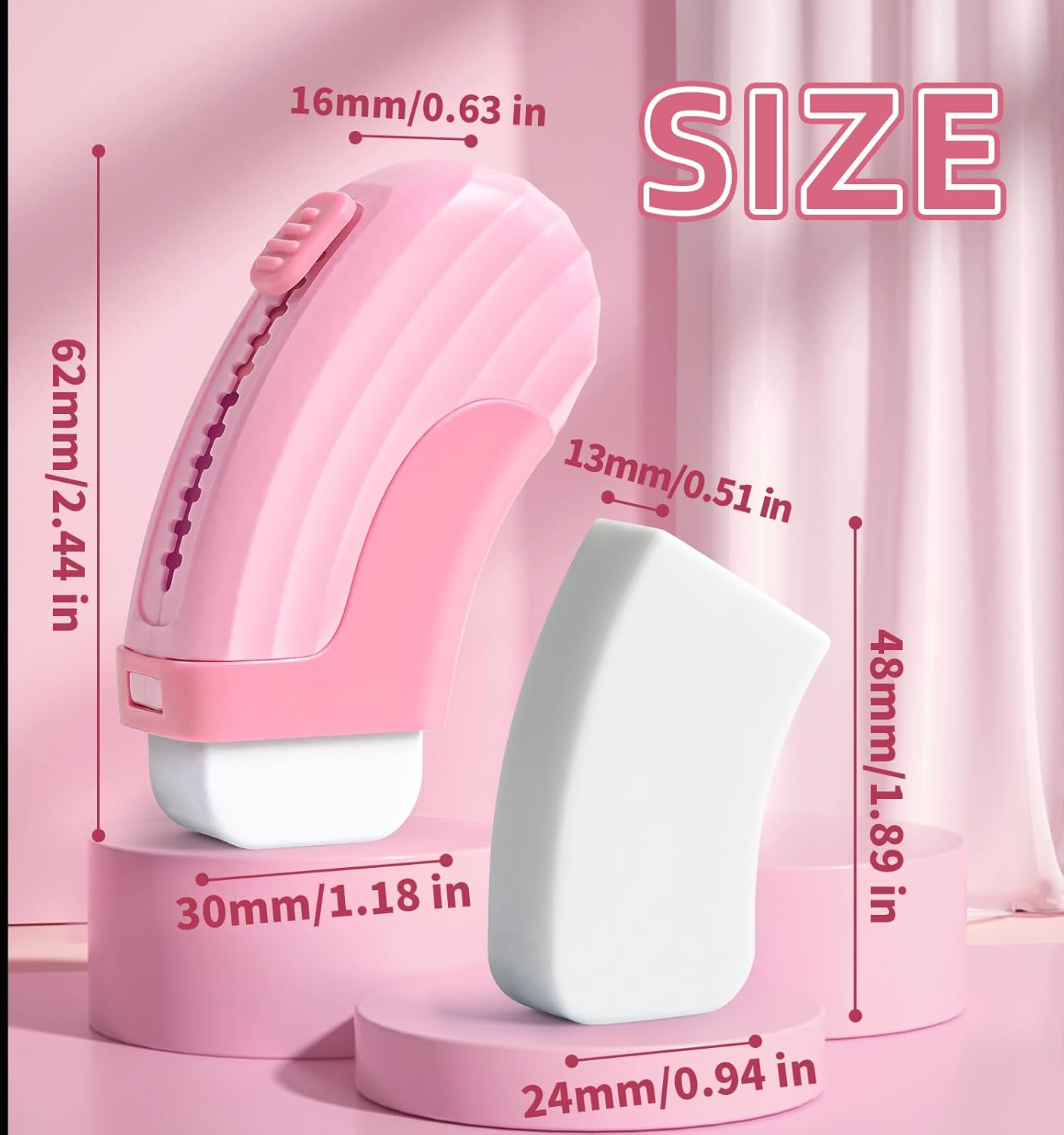 4+1 Pack Rubber Erasers Sliding Retractable Eraser, Large White Erasers for School Office Art Drawing Pencil Eraser for Kids- Pink