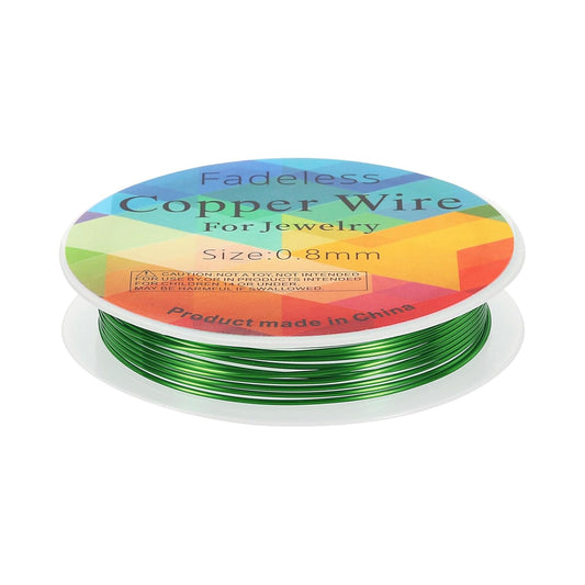 HARFINGTON 8ft Jewelry Wire, 20 Gauge (0.8mm) Brass Craft Soft Metal Tarnish Resistant Copper Beading Wire for Jewelry Making Supplies Crafting, Green