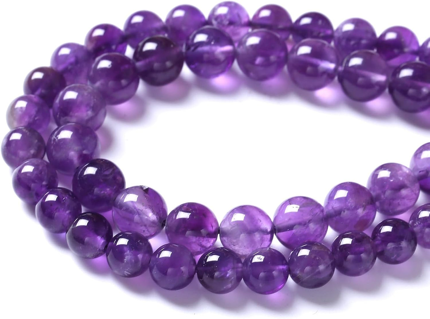 60pcs 6mm AAA Natural Amethyst Beads Crystal Energy Healing Power Stone Beadsfor Jewelry Making DIY Bracelet Necklace Accessories 15"