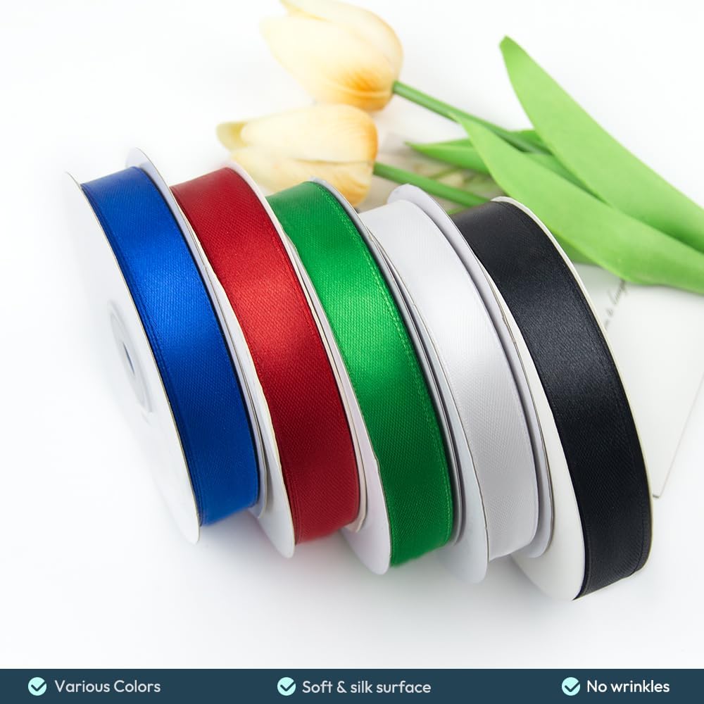 KMER LIFE 5/8" Wide x 50 Yards Royal Blue Satin Ribbon - Perfect for Wedding Decor, Wreaths, Crafts, Gift Wrapping & Other Projects