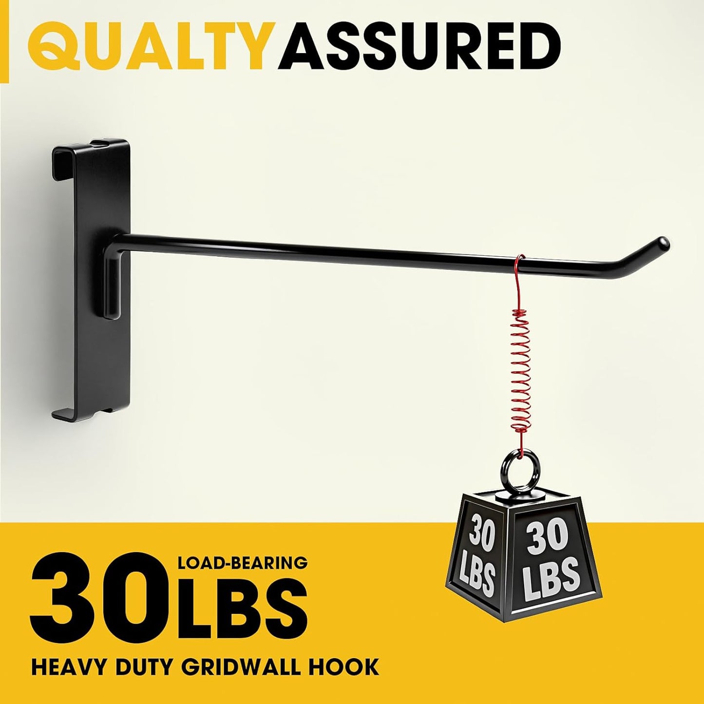 Gridwall Hooks 2 Inch, 4 Inch, 6 Inch, 60 Pack Heavy Duty Display Hook for Wire Grid Wall Panel, Grid Wall Accessories for Retail, Craft Shows, Home Setup and Customized Display, Black
