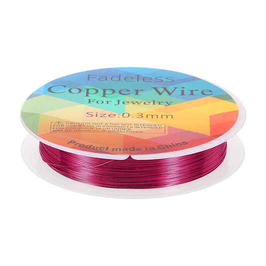 HARFINGTON 49ft Jewelry Wire, 28 Gauge (0.3mm) Brass Craft Soft Metal Tarnish Resistant Copper Beading Wire for Jewelry Making Supplies Crafting, Rose Red