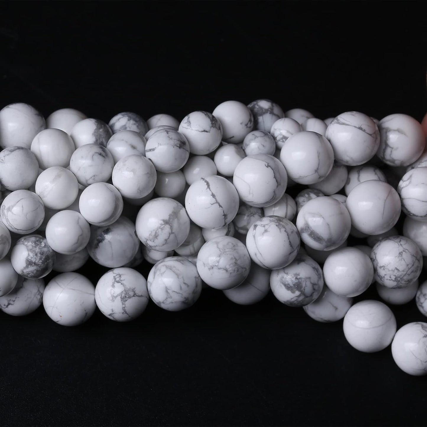 38pcs 10mm AAA Natural Stone Beads White Howlite Turquoises Round Loose Beads for Jewelry Making DIY Bracelet (White Howlite Turquoises, 10mm)