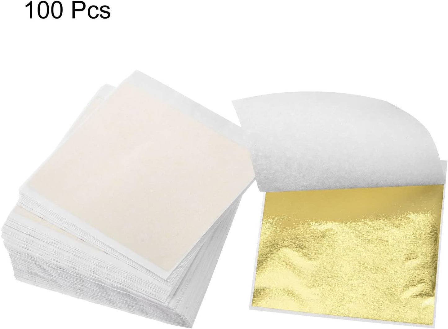 MECCANIXITY Gold Leaf Foil Sheet, Bright Golden Leaf Papers, 3.3 x 3.1inch for Art Decoration, Sculptures, Painting, Pack of 100