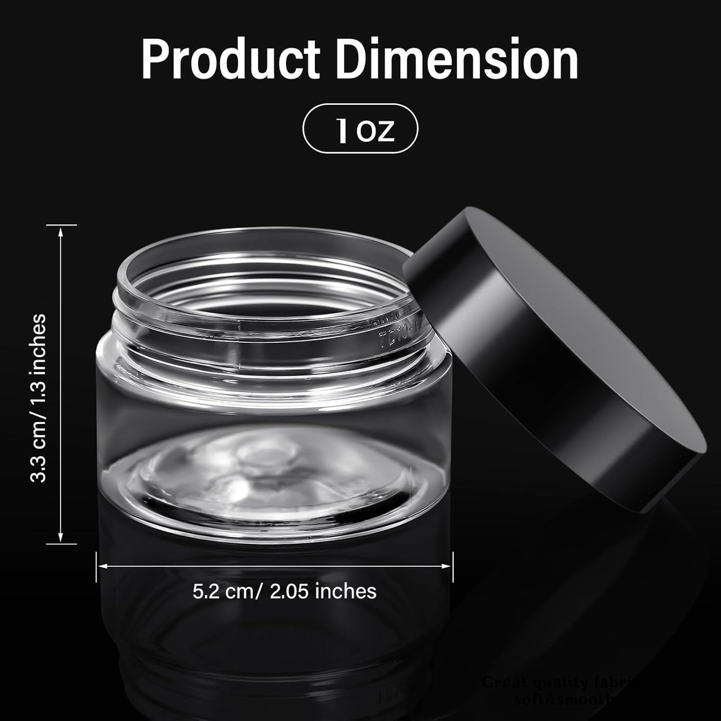 SATINIOR 12 Pack 1 oz Plastic Container Jars with Lids Round Clear Travel Cosmetic Container Jars for Toiletries, Lotion, Cream, Ointments, Makeup, Rhinestone, Samples, Kitchen Storage, Black
