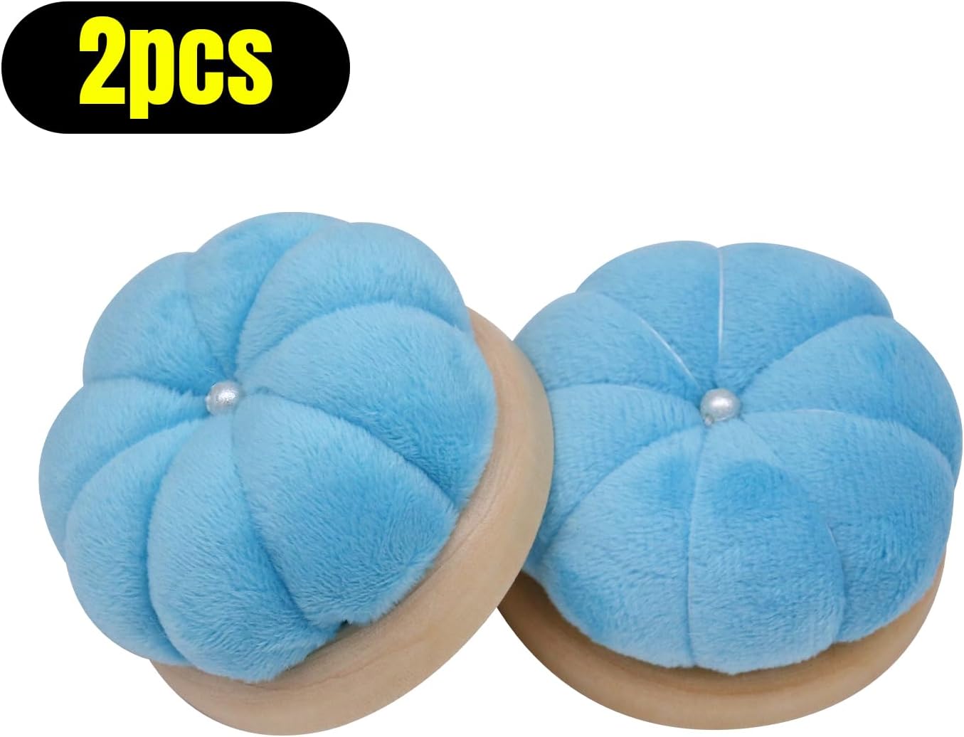 Uxney Pin Cushion,Wooden Sewing Pin Cushion Pincushion Needle Cushion for Sewing Quilting Needlework DIY Crafts(Sky Blue,2 PCS)