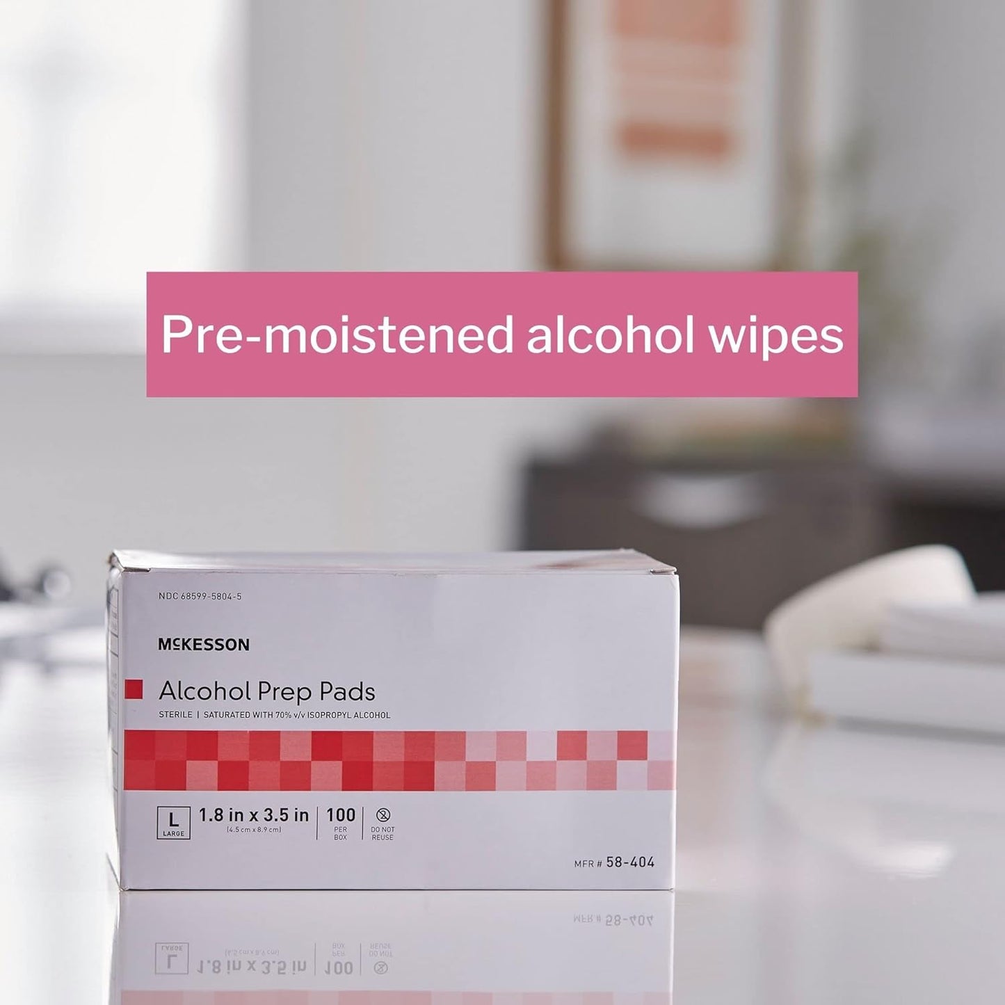 McKesson Alcohol Prep Pads [Pack of 1000] 70% Isopropyl, Individually Wrapped Wipes, Sterile, Medical-Grade, First Aid, Large, 100 Count, 10 Boxes