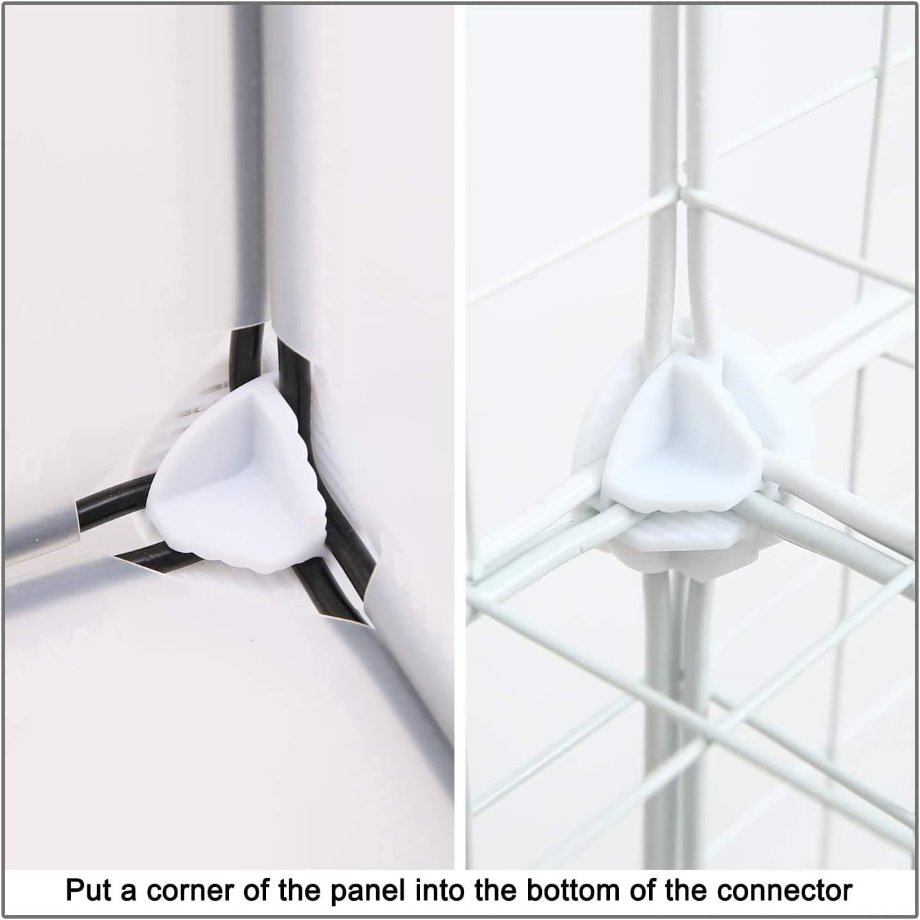 Wire Cube Plastic Connector 50Pcs Wire Grid Cube Organizer Connector for Modular Closet Storage Organizer and Wire Shelving (White)