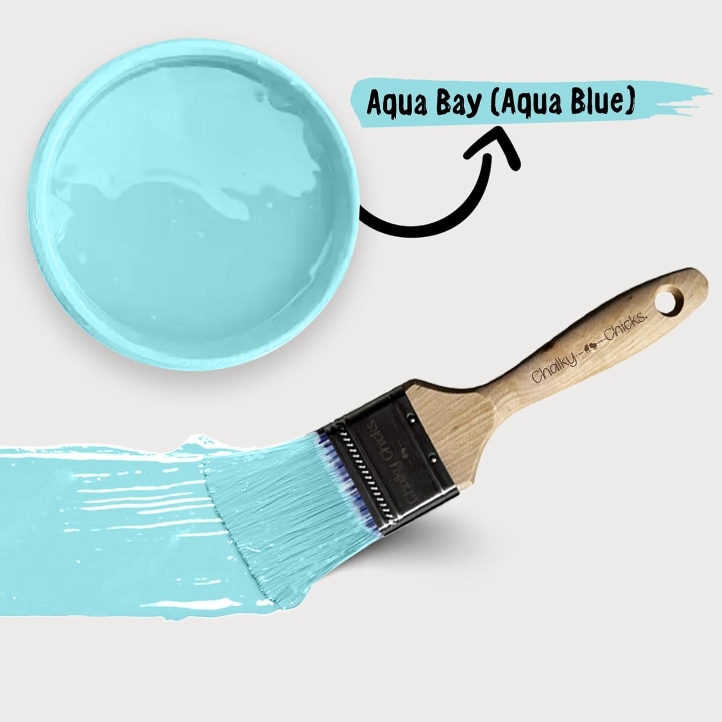 Chalky Chicks All-in-One Chalk Paint for Furniture or Cabinet - 8 Fl Oz - Matte Finish Aqua Bay (Aqua Blue) for Metal, Wood Furniture Paint - No Sanding All-in-One for Home Decor & Crafts, USA Made