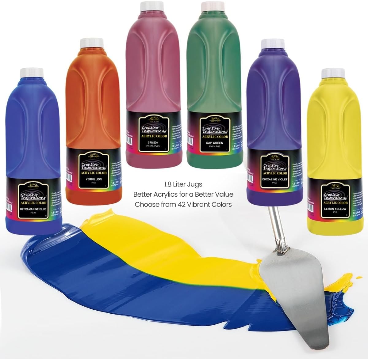 Creative Inspirations Acrylic Paint - Metallic Gold - 1.8 Liter - Smooth & Creamy Consistency, Vibrant Pigmentation, Great Coverage for Artists - Clean Up with Soap & Water