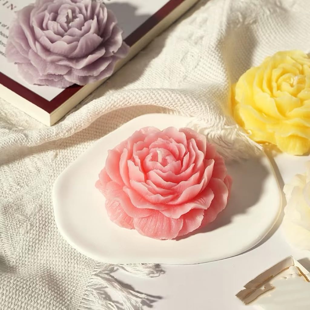 3D Peony Candle Mold 2Pack, Peony Molds for Candles, for Soap/Soy Wax/Clay/Candle/Epoxy Resin Making molds, DIY Craft Suppliers for Party/Home/Wedding Decoration