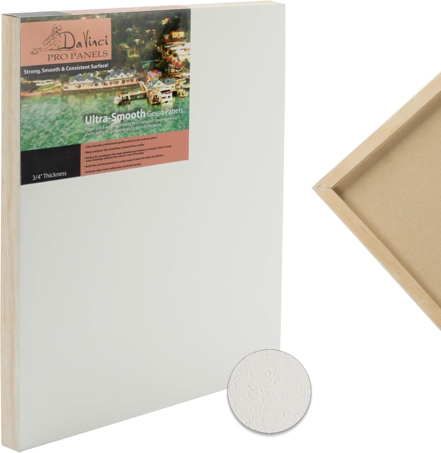 DaVinci Wood Panel Pro Ultra Smooth Gesso Panel 3/4'''' Deep 11x14'''' - 6 Pack
