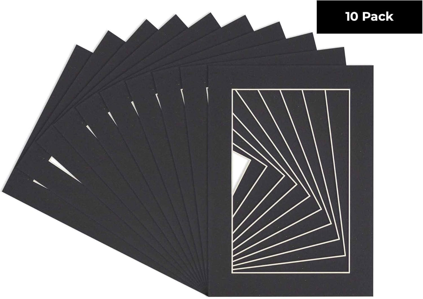 6x8 Mat for 8x10 Frame - Precut Mat Board Acid-Free Show Kit with Backing Board, and Clear Bags Black 6x8 Photo Matte Made to Fit a 8x10 Picture Frame Matboard for Framing, Pack of 10 Mats